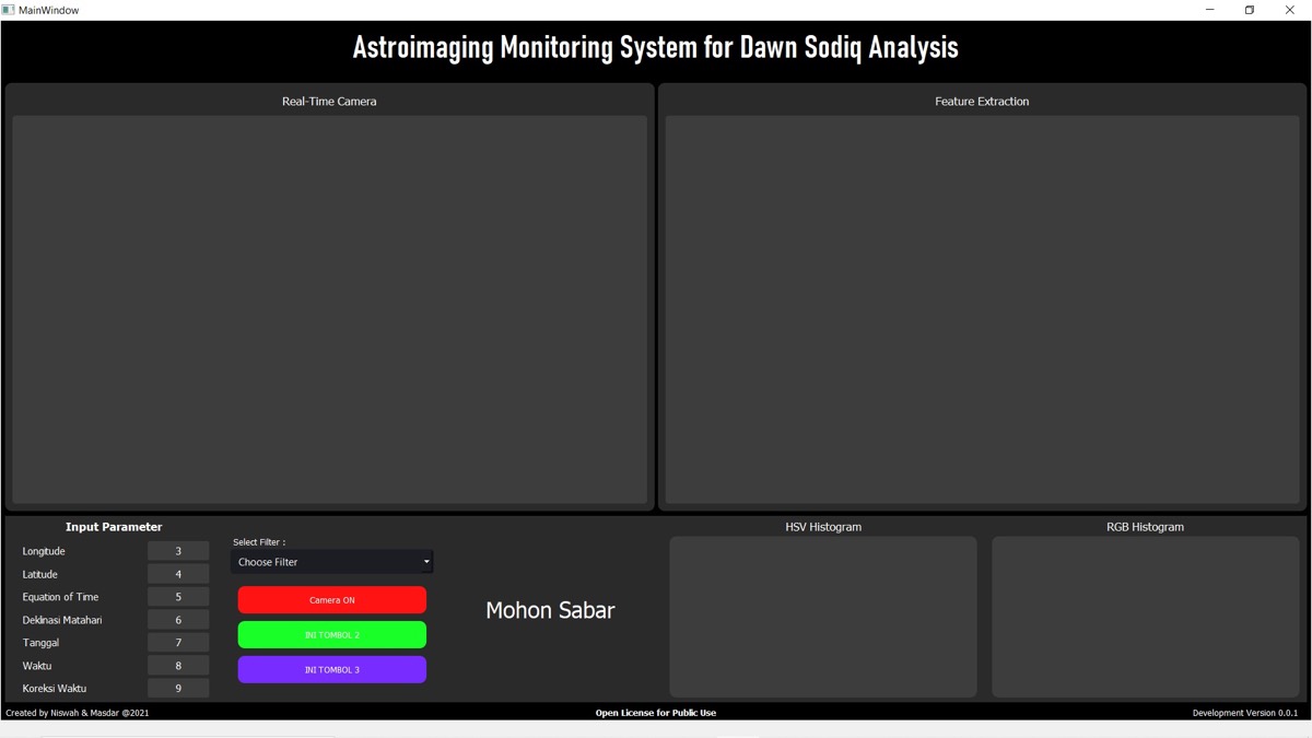 Dawn monitoring graphical software interface